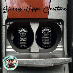 Car Coasters Jack Daniel Whiskey Alcohol Adult Beverage Set of 2 Neoprene Absorb